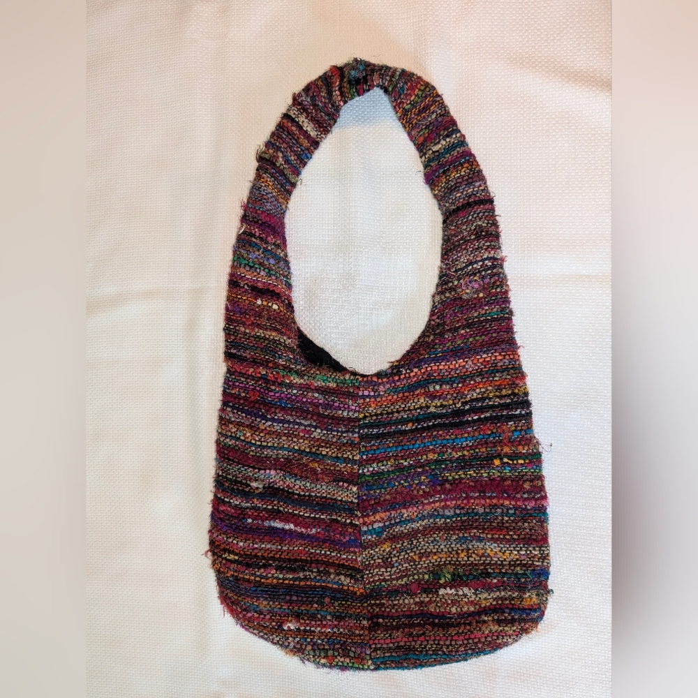Multicolor HANDMADE Recycled SILK Woven Shoulder Bag! EXC. GENTLY USED Condition